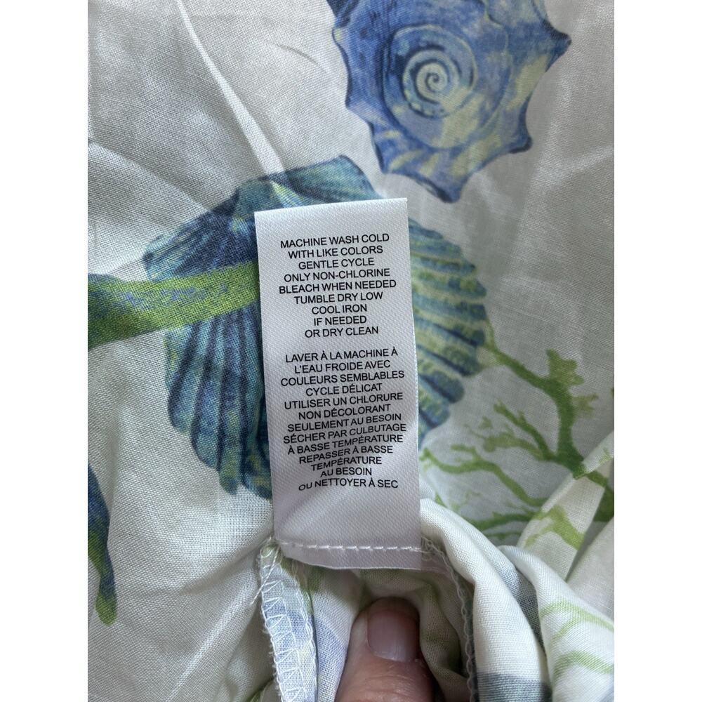 Elie Tahari Maxi Skirt A-Line size Small Sea Shells Cotton Pockets White Blue - Picture 7 of 9